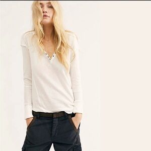 FREE PEOPLE WE THE FREE MILITARY MIX HENLEY